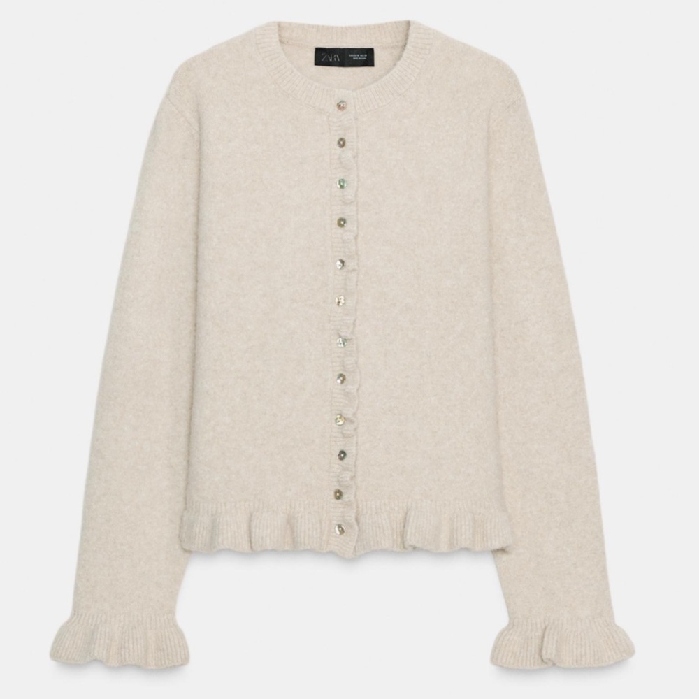 ZARA | Ruffle Sleeve Cardigan